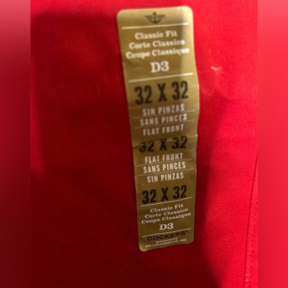 DOCKERS ‘Game Day’Red Kaki Pant 32 X 32 NEW w/Tags.Flat Front. - Picture 3 of 8